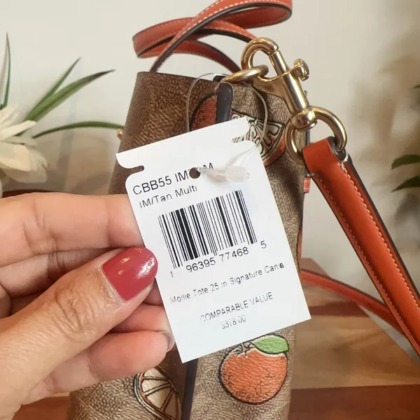 NWT COACH Mollie Tote‎ Bag 25 In Signature Canvas With Orange Print - Image 4