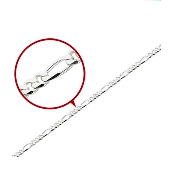 NEW Unisex Rhodium Plated 925 Sterling Silver‎ Figaro Chain Bracelet, 8” - Image 14