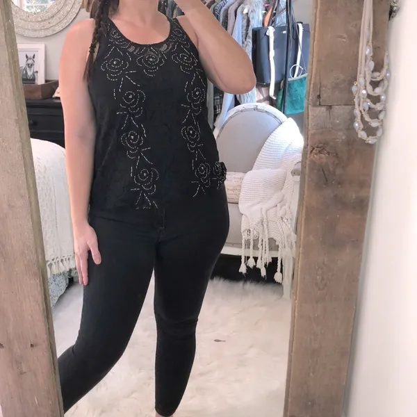 Day trip size medium black embroidered top - Image 2