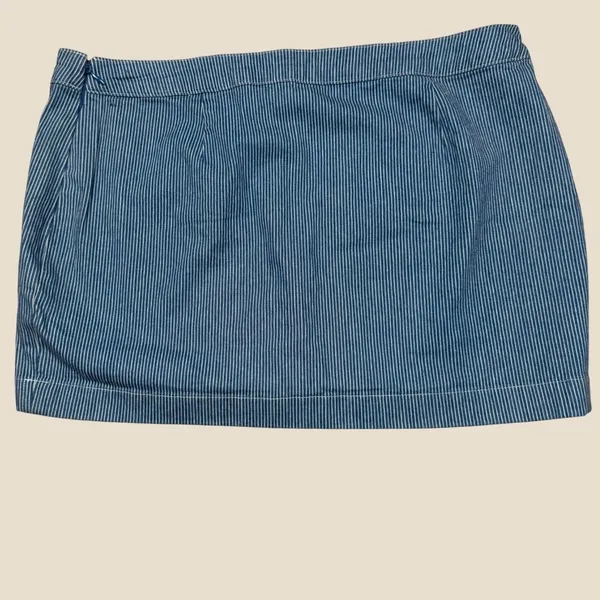 Abercrombie & Fitch Y2K Blue Pinstripe Embroidered Denim Mini‎ Skirt Size 8 - Image 3