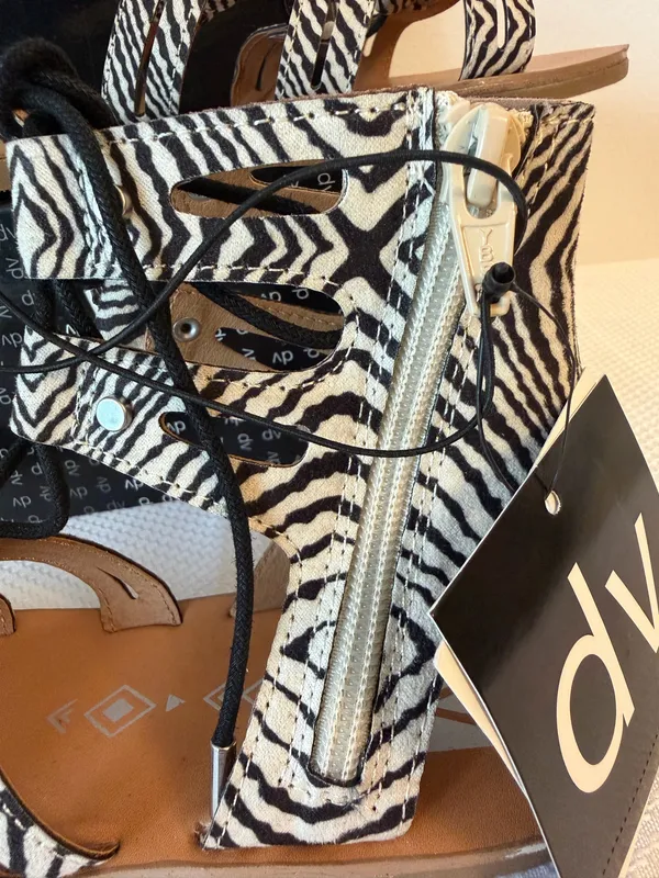 DV by Dolce Vita Zebra Print Lace-Up Gladiator Sandals - Image 4