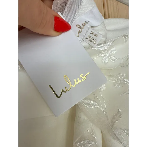 NWT Lulus Beloved Beginning White Embroidered Off-the-Shoulder Maxi Dress Sz XS - Image 9