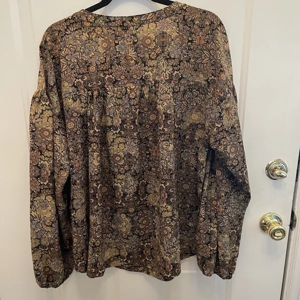 Cotton Bleu‎ Black Floral Long Sleeve Blouse Womens XL Dark Academia Career - Image 4