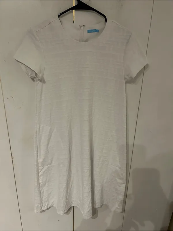 J. McLaughlin White Textured Short-Sleeve Midi Dress - Image 3