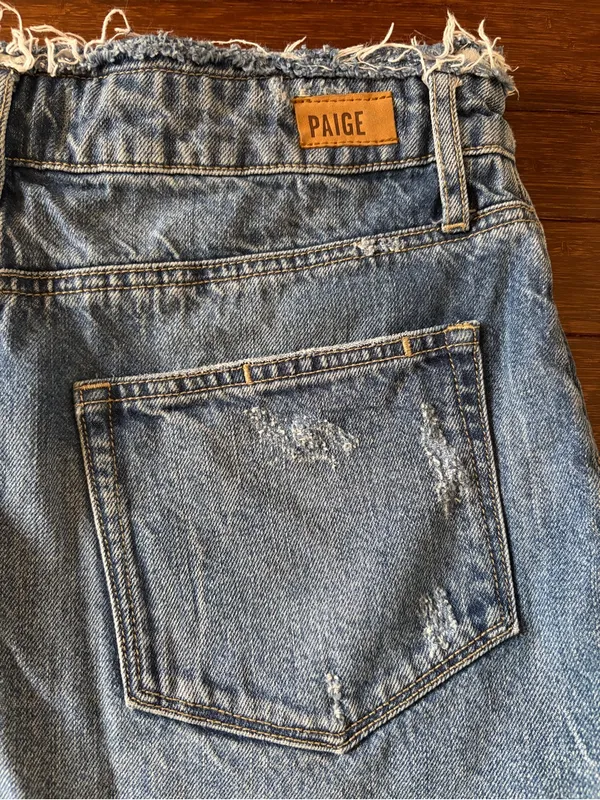 Paige Denim Alethea Denim Skirt in size 27 Summer bottom raw hem Cotton Blend - Image 3