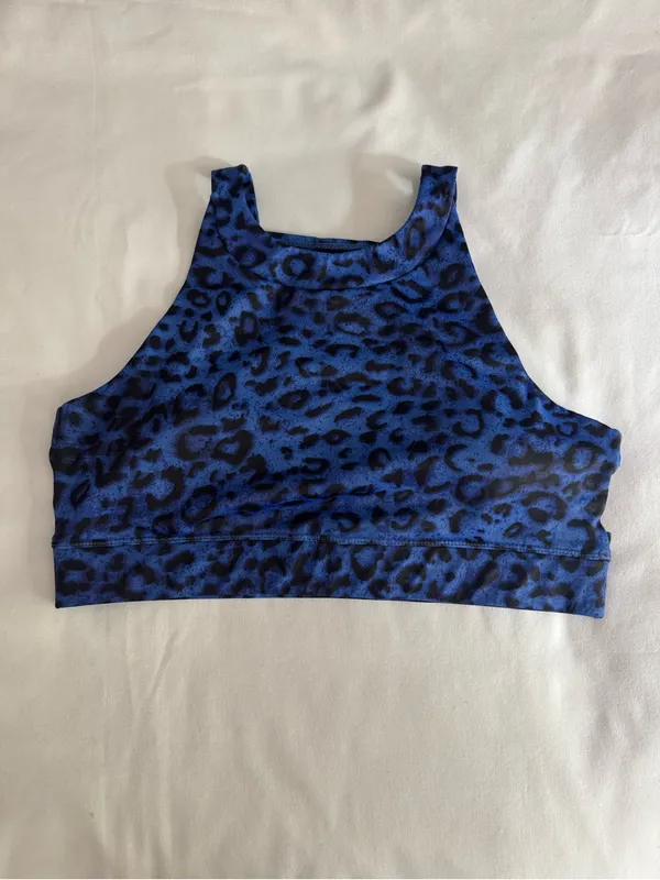 CXIX Blue Leopard NYX Sport Bra Polewear Cutout Strappy Pole Top S M - Image 5