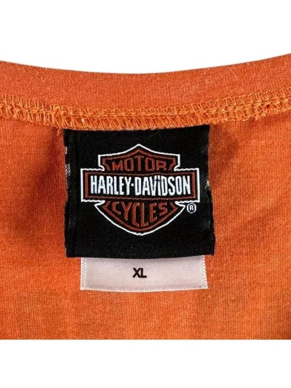 Harley-Davidson Mad Boar Texas Orange Graphic T-Shirt Women’s XL V-Neck - Image 3