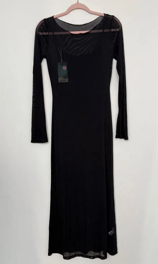 Halara Long Sleeve 2-piece Sheer Maxi Split Bodycon Dress - Image 3