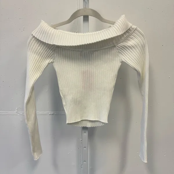 NWT Y2K Edikted White Ribbed Cowl Neck Sweater‎ XS - Image 5
