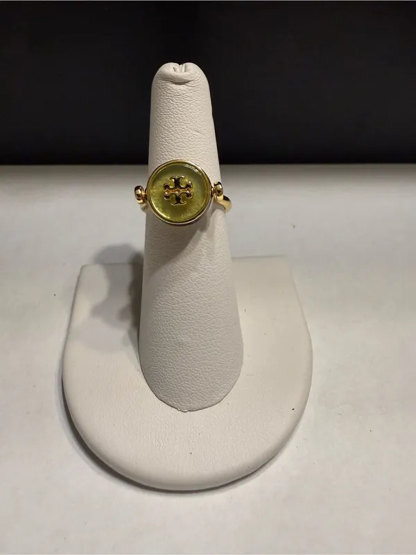 NEW Tory Burch Kira semiprecious mother of pearl Rotational Reversible Ring sz 6 - Image 3