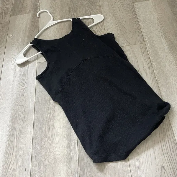 Free People Top tie front cutout sleeveless fitted womens Black medium going out - Image 4