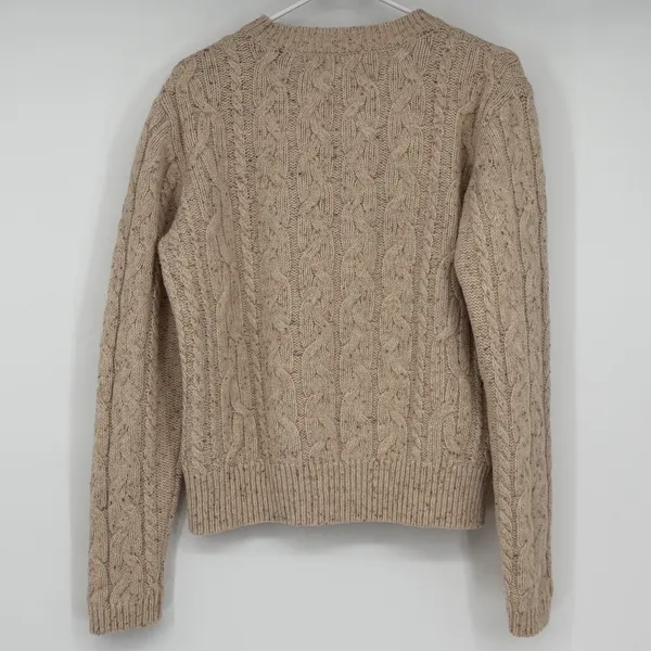 Artisan Knitwear Wool Blend Cable‎ Knit Sweater Medium Oatmeal Fisherman - Image 2