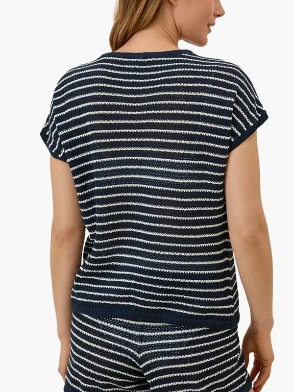 Pact Cotton and Linen Navy & White Striped Knit Top Size XL - Image 5