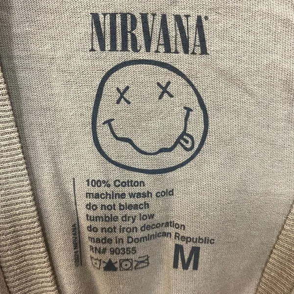 Nirvana Nevermind Dead Smiley Beige Sunset Smiley T-Shirt Medium - Image 4