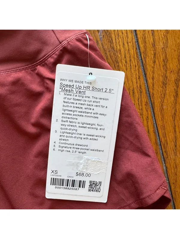 Lululemon Speed Up Short High Rise 2.5” Mesh Vent, Cranberry Charm Size 4/XS NWT - Image 4