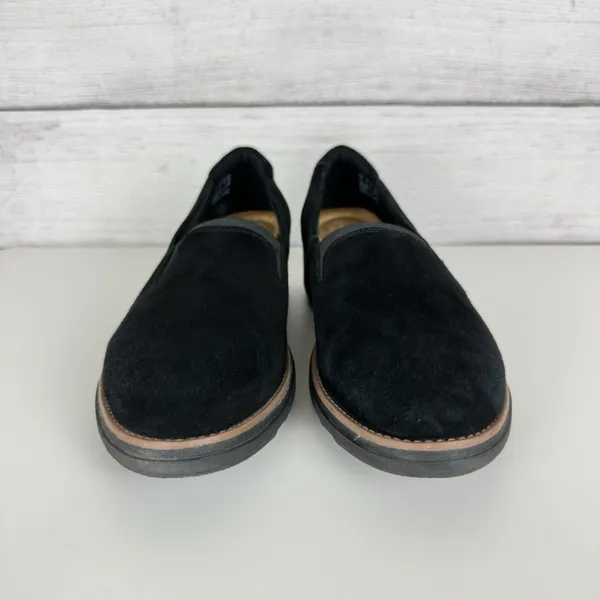 Clarks Collection Loafers Sharon Dolly‎ Black Suede Womens Size 9 Comfort Preppy - Image 2
