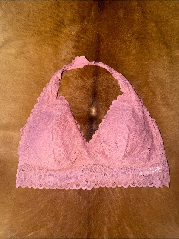 $32 NWOT Aeropostale Pink Lace Halter Bralette XL - Image 2