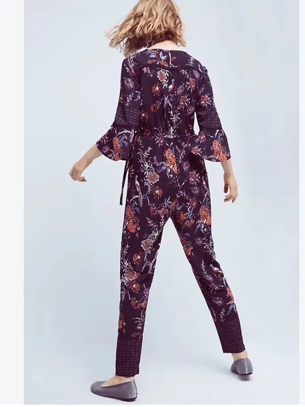 Anthropologie Maeve espoir printed jumpsuit purple size S - Image 7