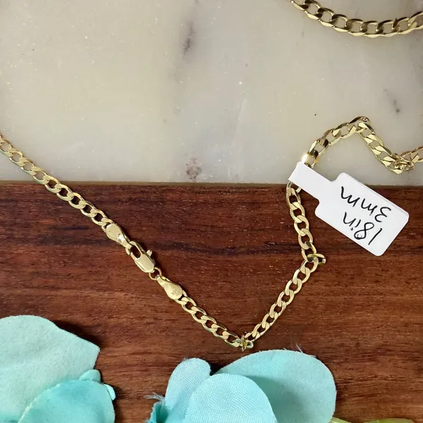 14k Gold Plated XP Necklace‎ Chain Heart Pendant Curb Chain Pave 18in - Image 3
