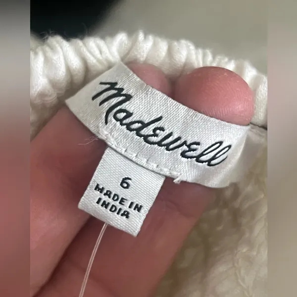 Madewell Linen-Cotton Puff-Sleeve Mini Dress size 6 NWT IVORY COLOR - Image 13