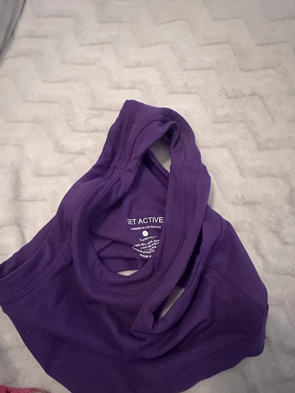 Set Active deep purple racerback crop top sports bra - Image 5
