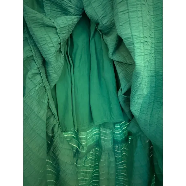 Fanco‎ Green Maxi Dress Green Smocked Tiered Small Sleeveless Ruffle Summer - Image 5