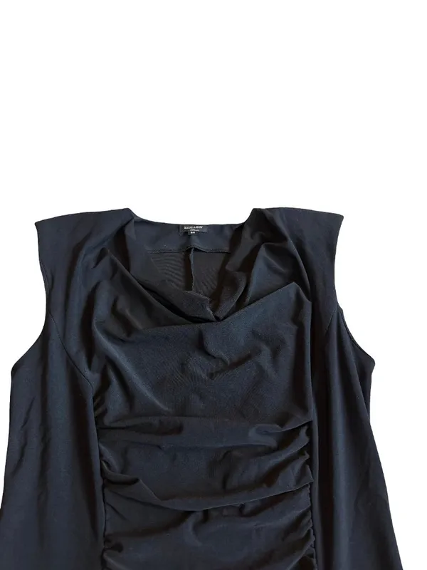 Komarov Black Ruched Cowl Neck Shift Dress Sleeveless Cocktail Medium Women's - Image 2