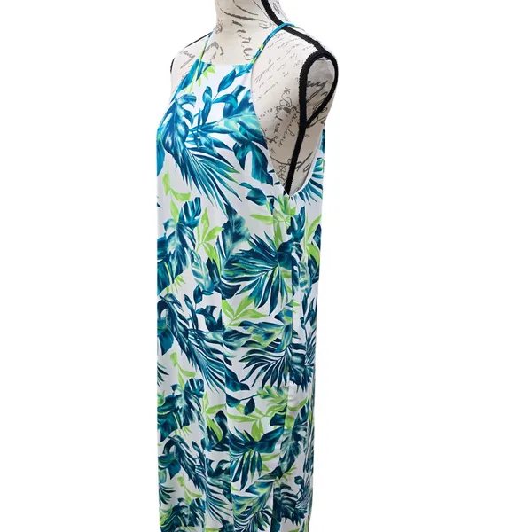 Gilli 15G Women's‎ White Tropical Leaf Print Halter Neck Maxi Dress - Size M - Image 3
