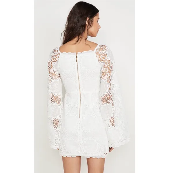 Alice McCALL Berwyn Diamond Veins Anthropologie BHLDN Porcelain White Lace Dress - Image 4