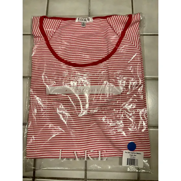 Lake Pajamas Pima Classic Long Sleeve Nightgown Classic Red Stripe Sz S New NWT - Image 2