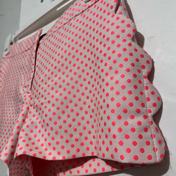 J Crew Womens Shorts Coral Pink Polka Dot Scalloped Pockets, Size 4 - Image 5