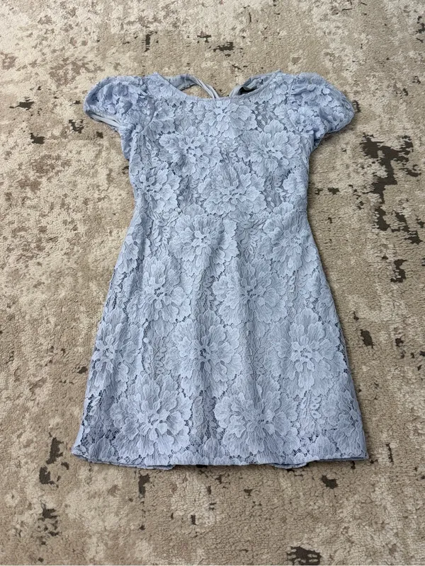 Free People Light Blue Lace Hailee Mini Dress Size Small - Image 3