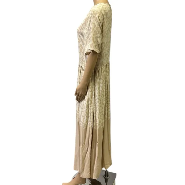 Shoulder Brand Cream Short Sleeve Midi Maxi Pocket Dress Imported 44 US 14 XXL - Image 4