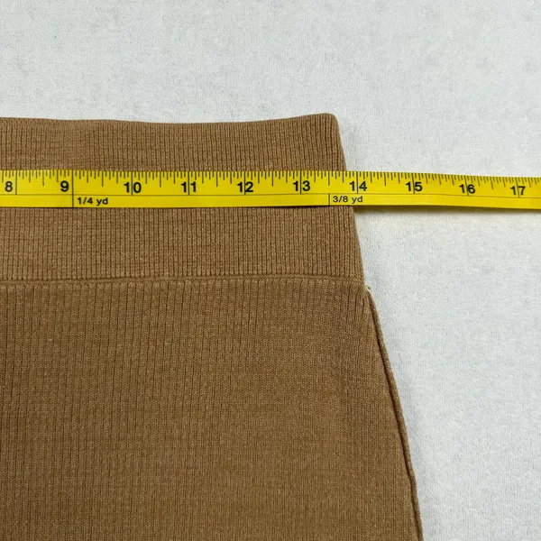 Free People Ribbed Knit Midi Skirt Women’s Medium Brown Side Slit Stretch - Image 8