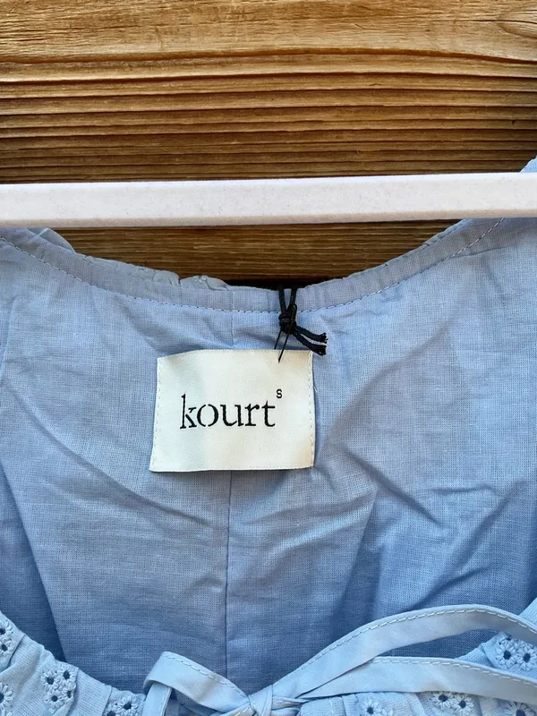 Kourt Light Blue Size S Juliet Cotton Lace Collar Mini Dress Few Moda - Image 11