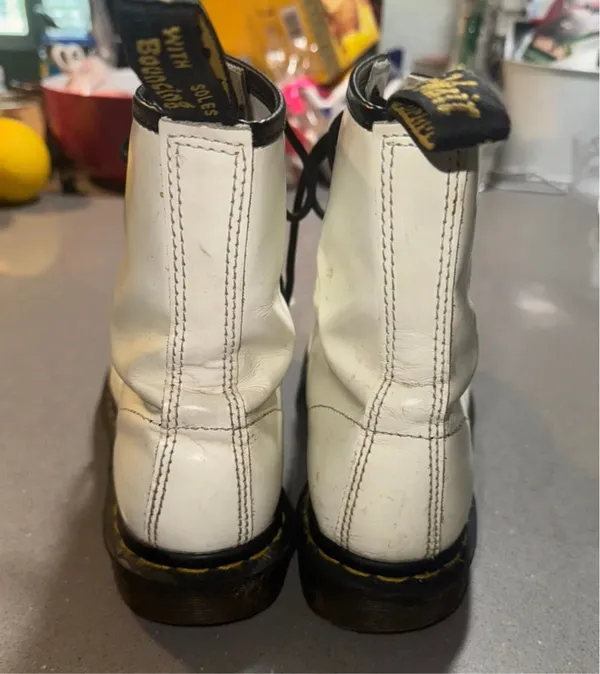 Dr. Martens White Leather Combat Boots size 8 Women’s - Image 7