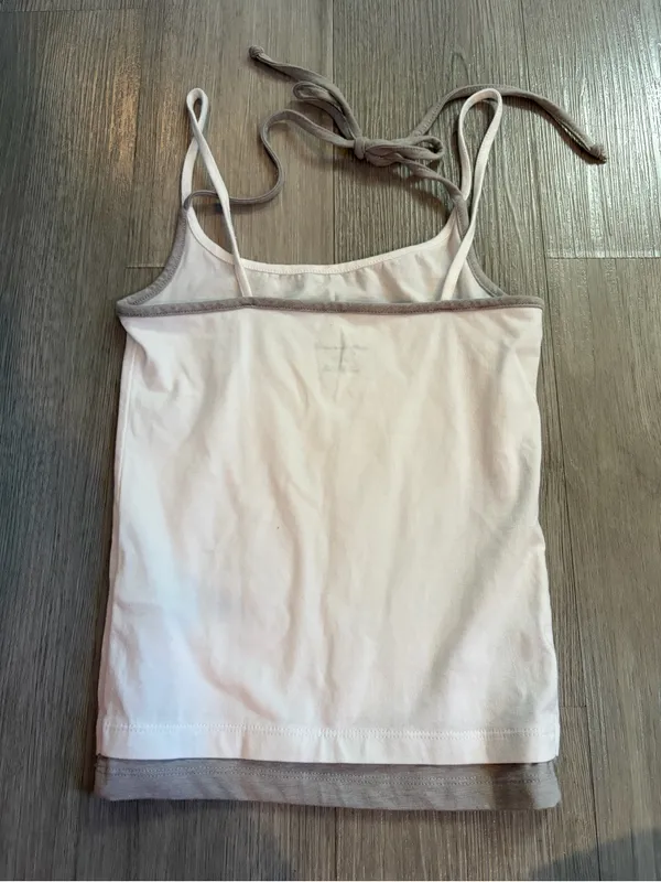 Out From Under White & Gray Layered Halter Cami Top – Small - Image 6