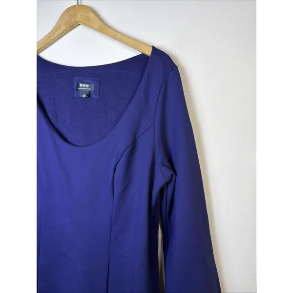 Maeve womens 1X XL Heavy Scoop Neck Mini Dress flare sleeves Blue bohemian - Image 5