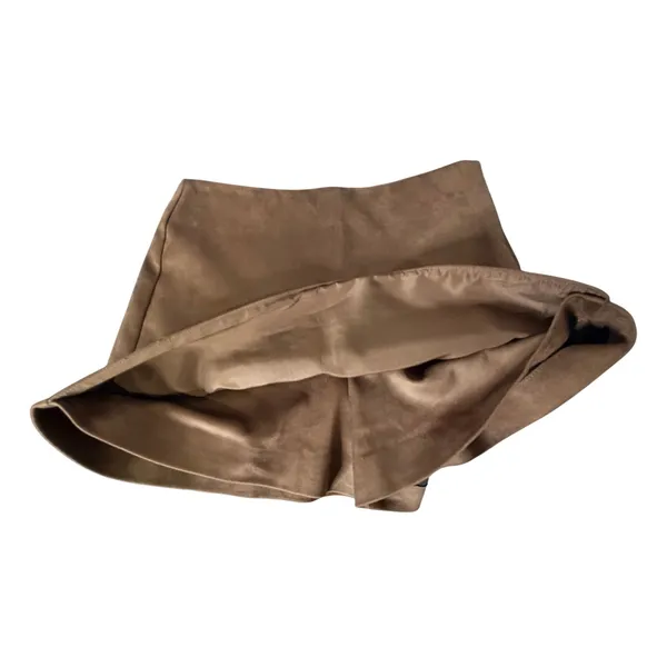 Zara 5030/511/730 Faux Suede Brown Mini Skort Side Zip S EUC - Image 9