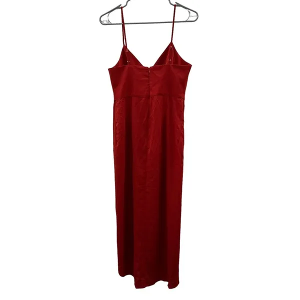 Lulus Reinette‎ Rust Red Sleeveless Pleated Overlapped Midi Dress Size S - Image 7