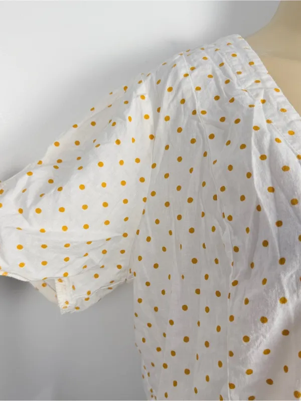 Maeve Anthropologie Louise Wrap Top Sz 14 Polka Dots Linen Blend Shirt - Image 3