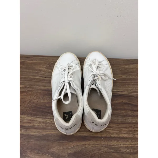 Veja Esplar White Leather Low Top Sneakers Womens Size 9 EU 40 Grey Suede Tab‎ - Image 5