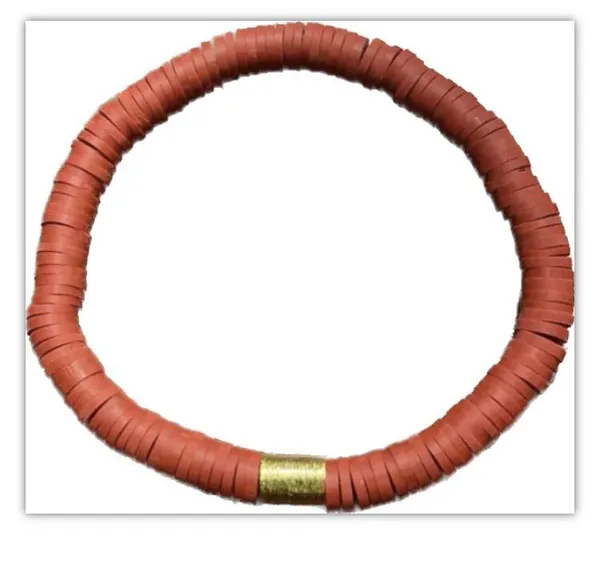 Maroon heishi bracelet 6 1/2” stretch bracelet handcrafted - Image 2