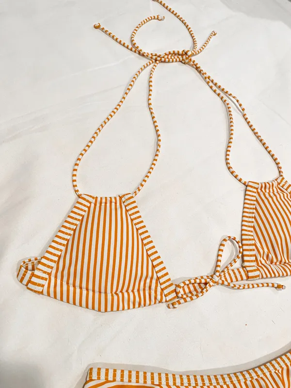 Striped Bikini Set Orange - Image 4