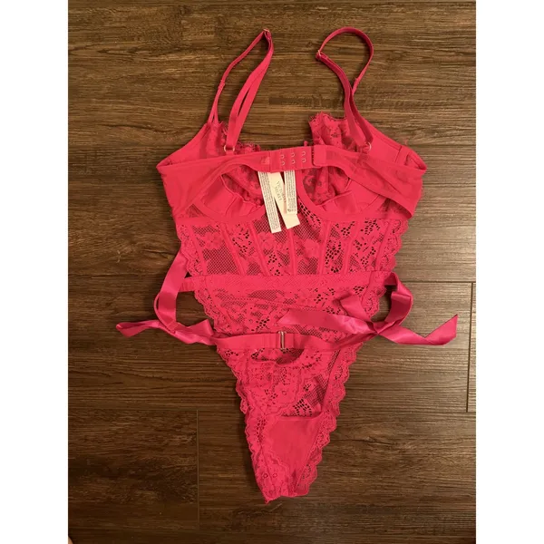 Victorias Secret Dream Angels Wicked Unlined Lace Teddy Pink Medium NWT - Image 3