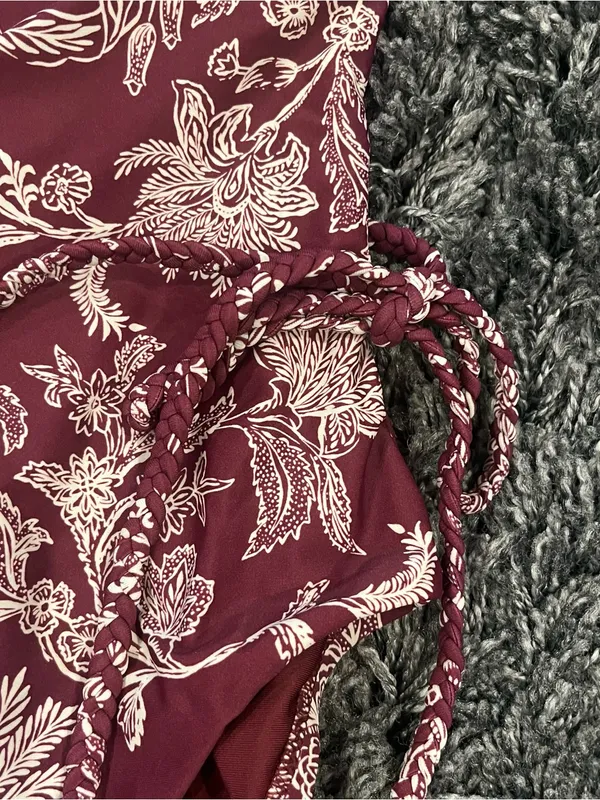 🌺Nwt Shade & Shore Burgundy Paisley Swimsuit Size Small🌺 - Image 3