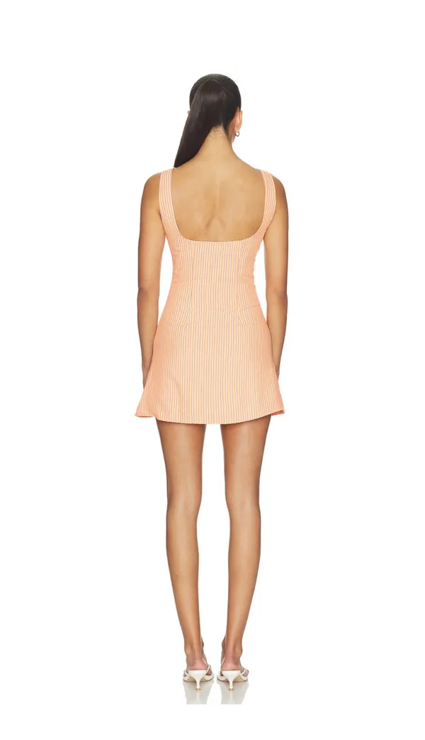 More to Come Cosette Mini Dress in Orange Stripe - Image 2