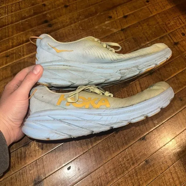 Hoka One One light green athletic running 10 sneakers - Image 2