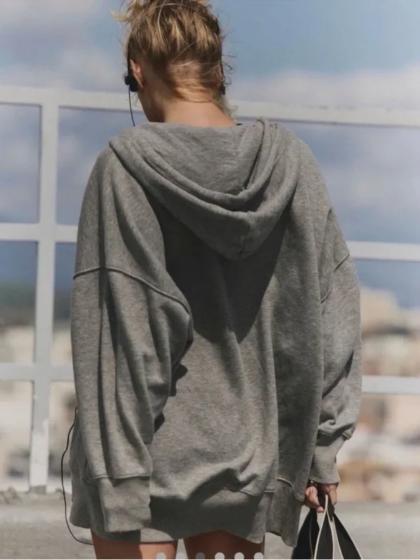 Free People Sprint To The Finish Zip Up Hoodie Small nwt Heather grey - Image 3