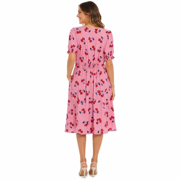 Kate Spade Womens Dress Size 14 Pink Cherry Print Coquette Cottagecore Office - Image 2